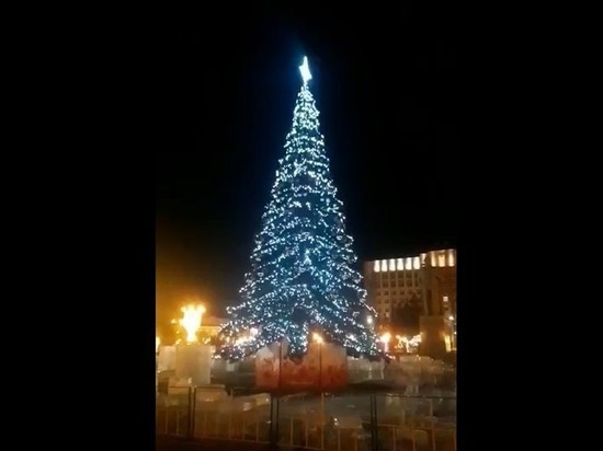 Новогодняя ель засияла на площади Ленина в Чите