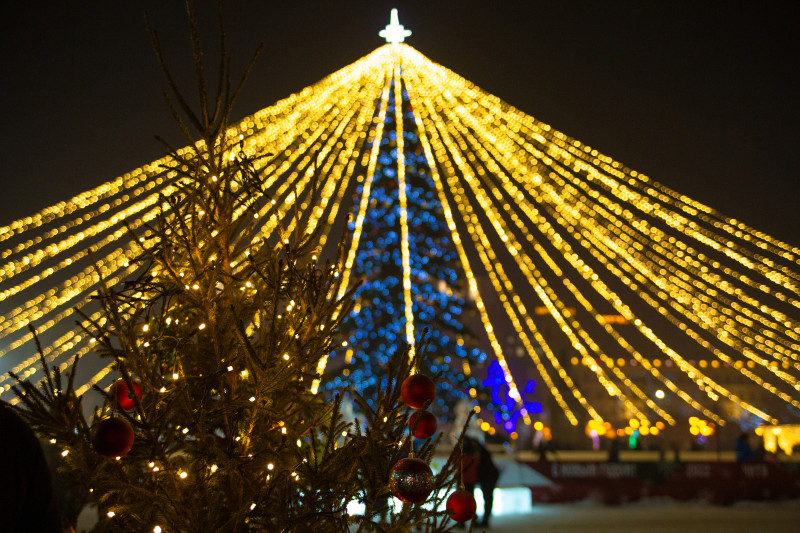 Гирлянду на главной Новогодней ели в Чите отключили из-за ремонтных работ
