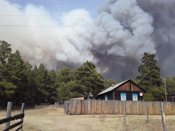 Лес горит вблизи села Кука Читинского района