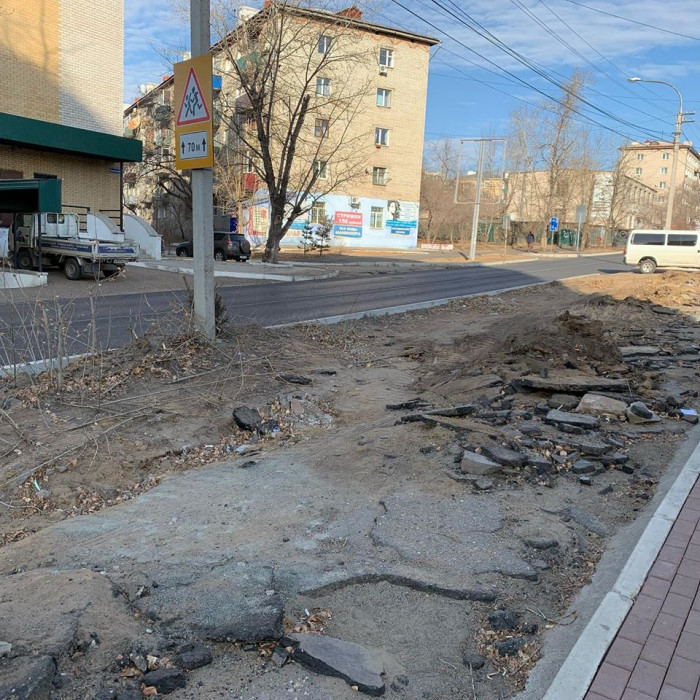 Неизвестные уничтожили тополя на улице Фрунзе в Чите