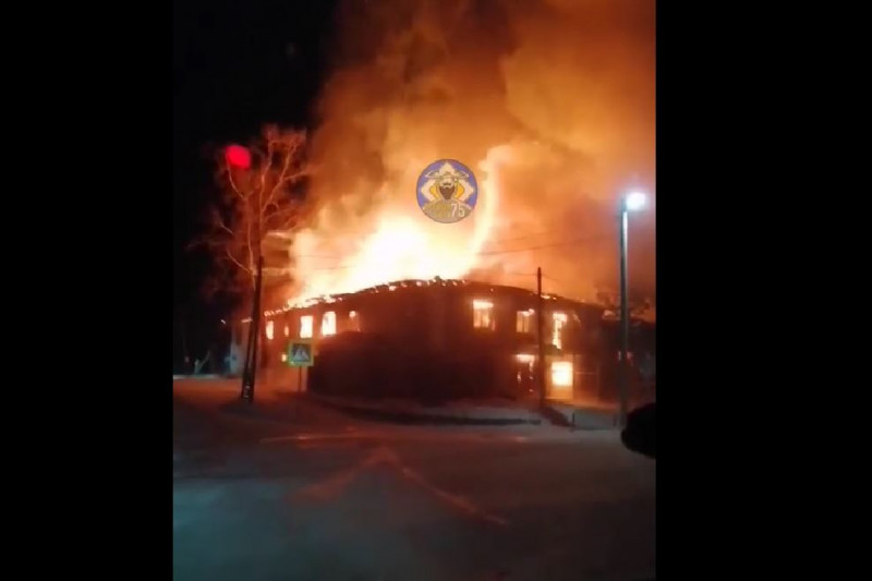 Магазин «Забайкалец» сгорел в городе Балей в ночь с 27 на 28 января