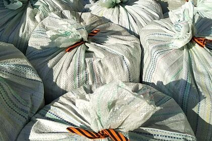 Георгиевской лентой перевязали мешки с мусором на Алтае
